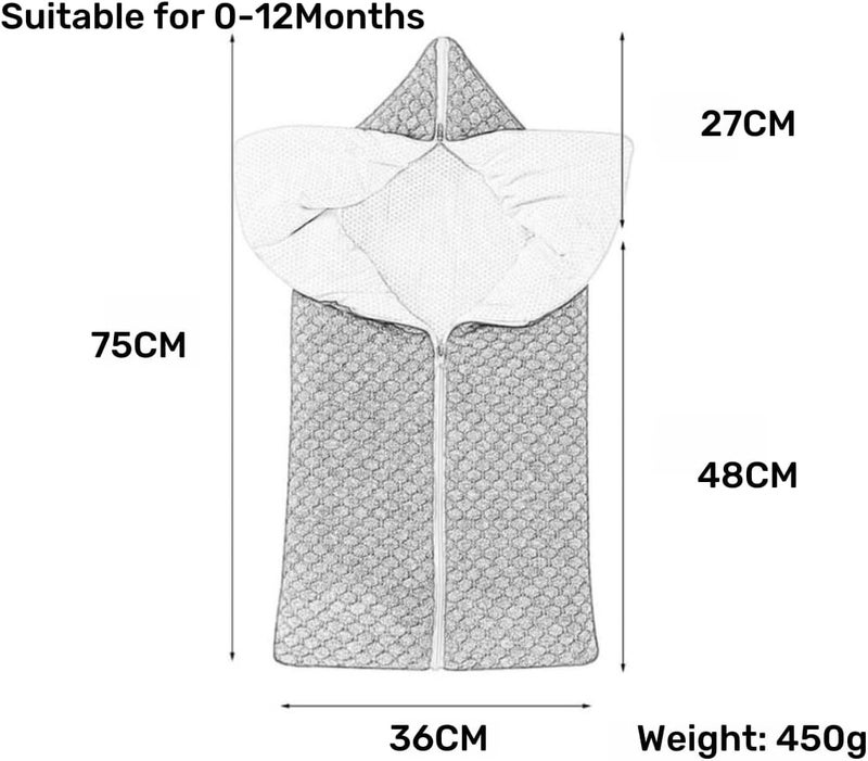 LLmoway Baby Swaddle Sleep Sack Infant Knit Receiving Blanket Newborn Winter Warm Essentials 0-12Months Beige - Image 3